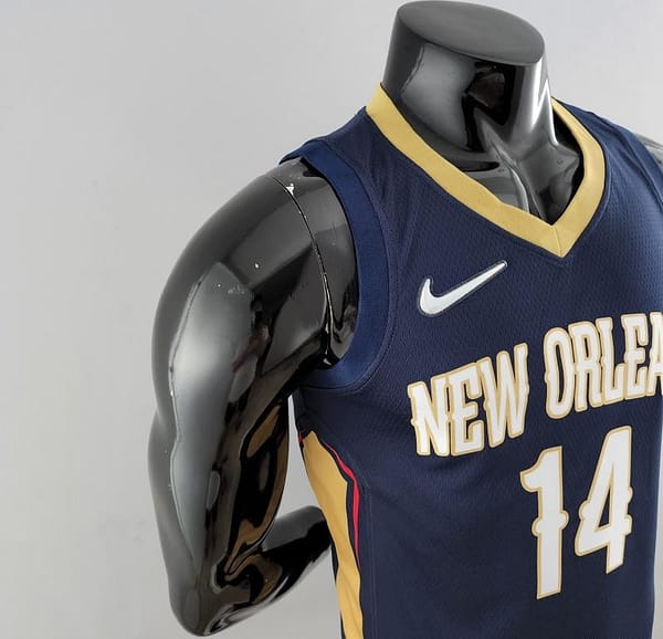 75th Anniversary New Orleans Pelicans Ingram #14 Navy Blue NBA Jersey - Image 6