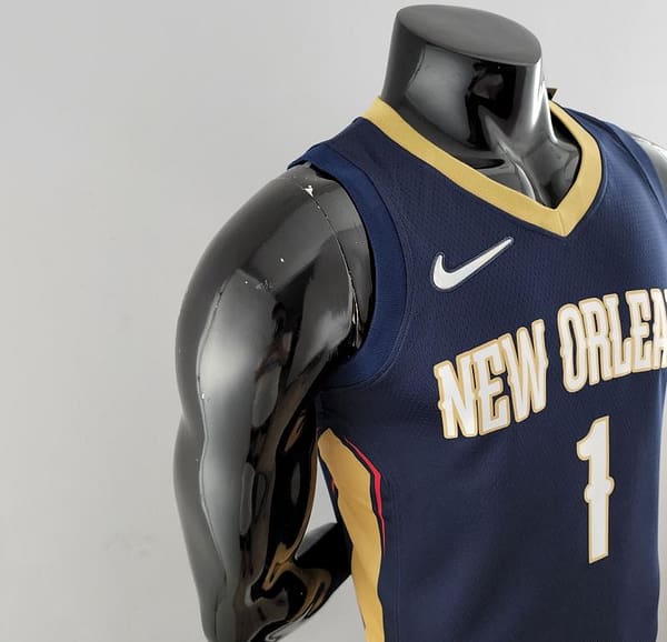 75th Anniversary New Orleans Pelicans Williams #1 Navy Blue NBA Jersey - Image 4