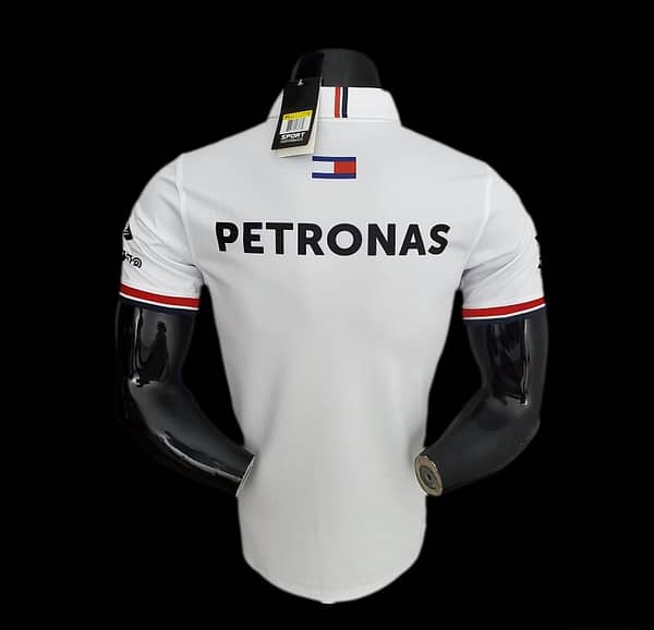 F1 Formula One 2022 Racing Suit Mercedes Polo White - Image 3