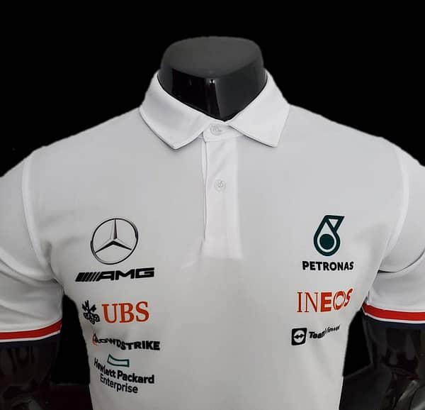 F1 Formula One 2022 Racing Suit Mercedes Polo White - Image 5