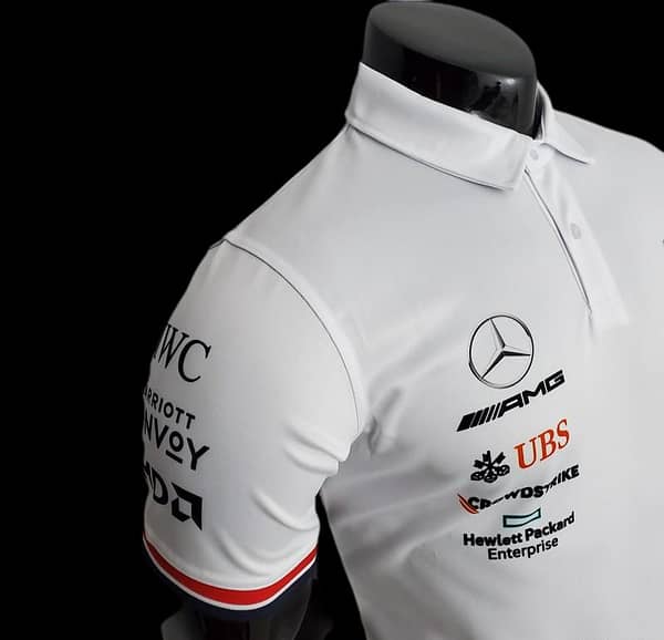 F1 Formula One 2022 Racing Suit Mercedes Polo White - Image 6