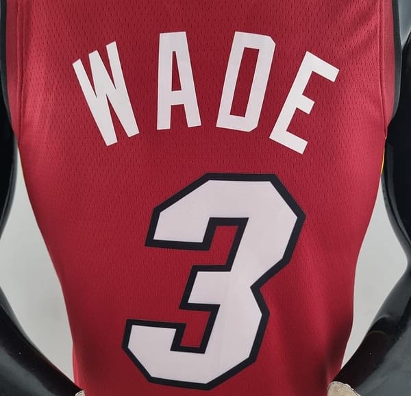 75th Anniversary Miami Heat Jordan WADE #3 Burgundy NBA Jersey - Image 3