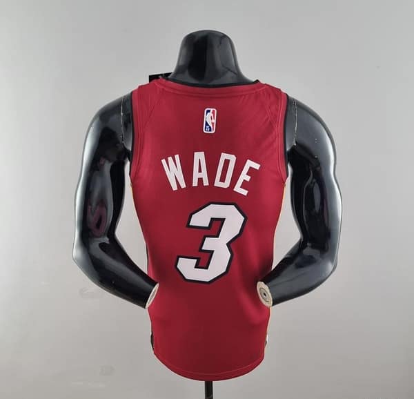 75th Anniversary Miami Heat Jordan WADE #3 Burgundy NBA Jersey - Image 4