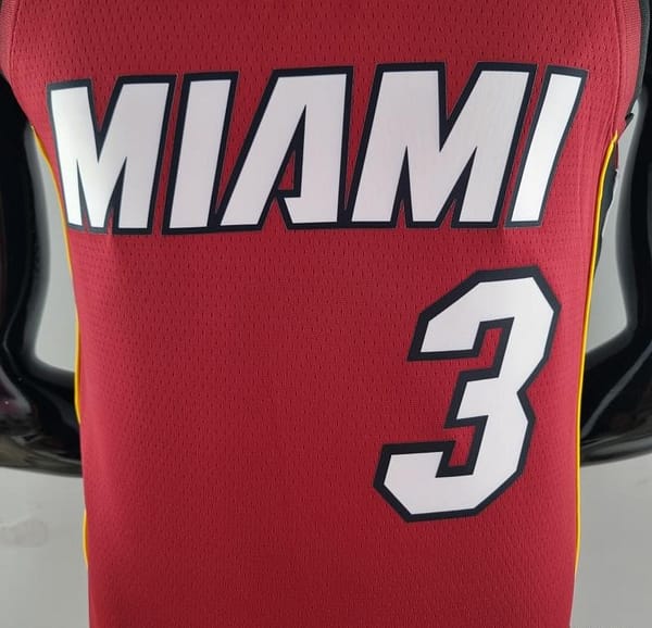 75th Anniversary Miami Heat Jordan WADE #3 Burgundy NBA Jersey - Image 9