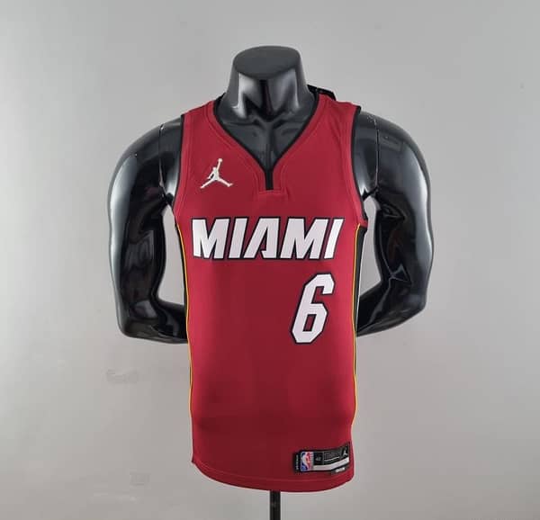 75th Anniversary Miami Heat Jordan JAMES #6 Burgundy NBA Jersey