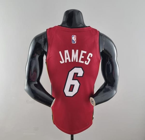 75th Anniversary Miami Heat Jordan JAMES #6 Burgundy NBA Jersey - Image 2