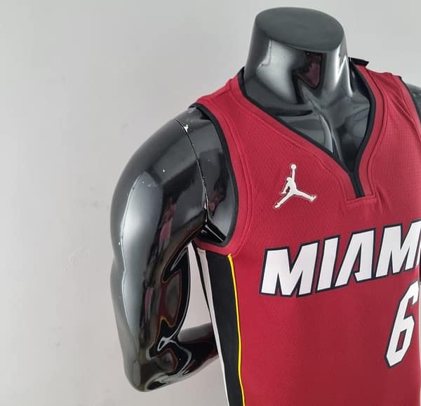 75th Anniversary Miami Heat Jordan JAMES #6 Burgundy NBA Jersey - Image 5