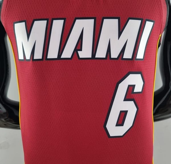 75th Anniversary Miami Heat Jordan JAMES #6 Burgundy NBA Jersey - Image 8