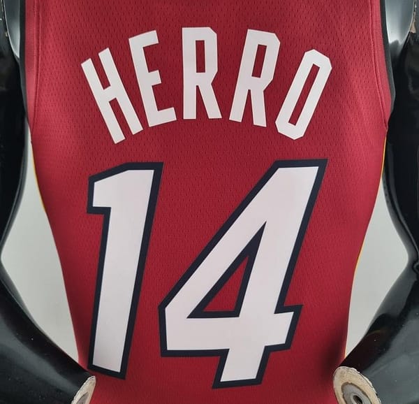 75th Anniversary Miami Heat Jordan HERRO#14 Burgundy NBA Jersey - Image 3