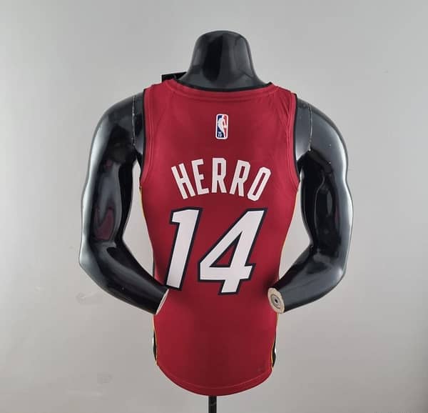 75th Anniversary Miami Heat Jordan HERRO#14 Burgundy NBA Jersey - Image 4