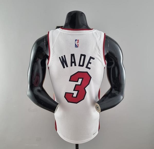 75th Anniversary Miami Heat WADE #3 White NBA Jersey - Image 4
