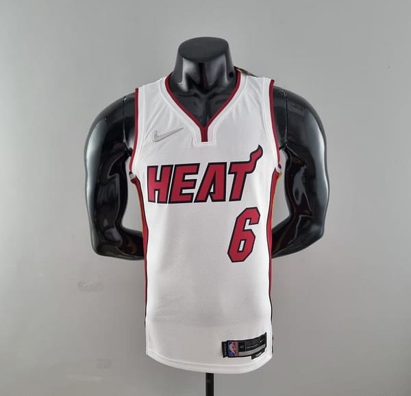 75th Anniversary Miami Heat JAMES #6 White NBA Jersey