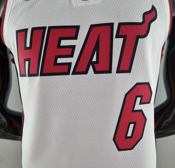 75th Anniversary Miami Heat JAMES #6 White NBA Jersey - Image 7