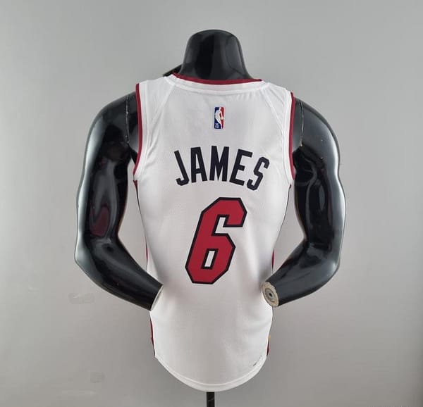 75th Anniversary Miami Heat JAMES #6 White NBA Jersey - Image 10