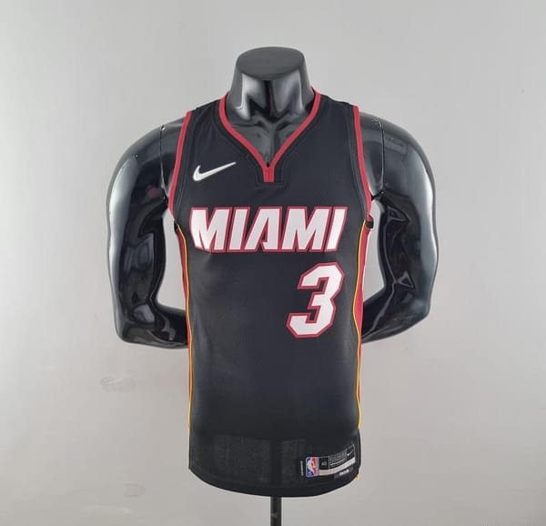 75th Anniversary Miami Heat WADE #3 Black NBA Jersey