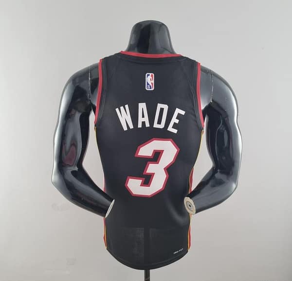 75th Anniversary Miami Heat WADE #3 Black NBA Jersey - Image 4