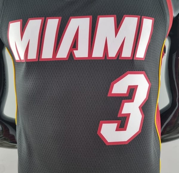 75th Anniversary Miami Heat WADE #3 Black NBA Jersey - Image 10