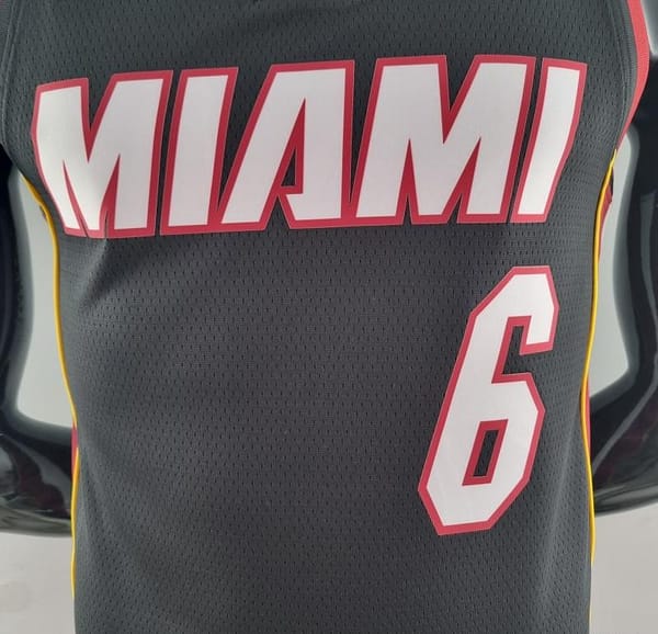75th Anniversary Miami Heat JAMES #6 Black NBA Jersey - Image 7