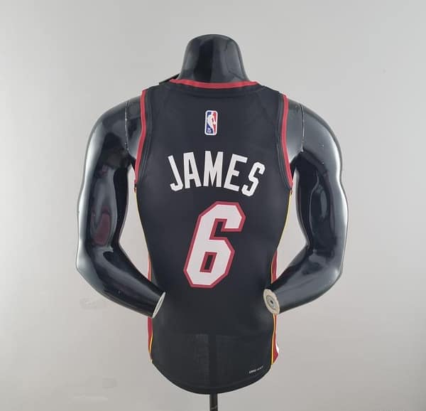 75th Anniversary Miami Heat JAMES #6 Black NBA Jersey - Image 10