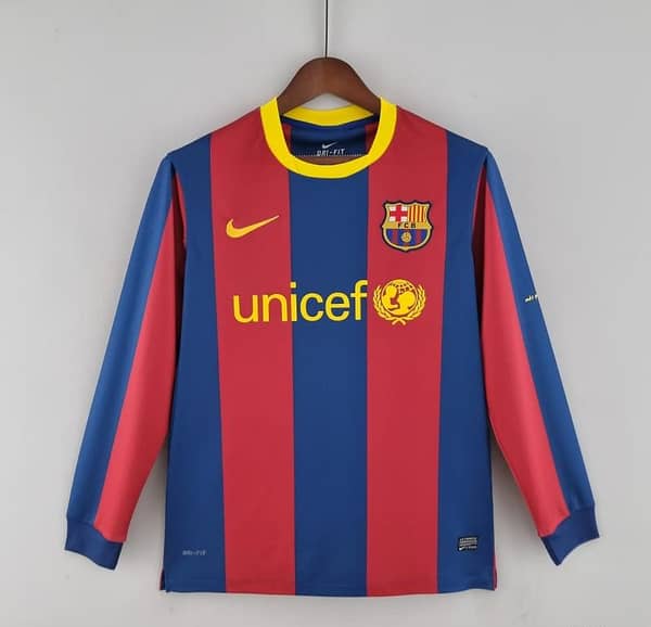 Retro 10/11 Barcelona Long Sleeve Home Soccer Jersey