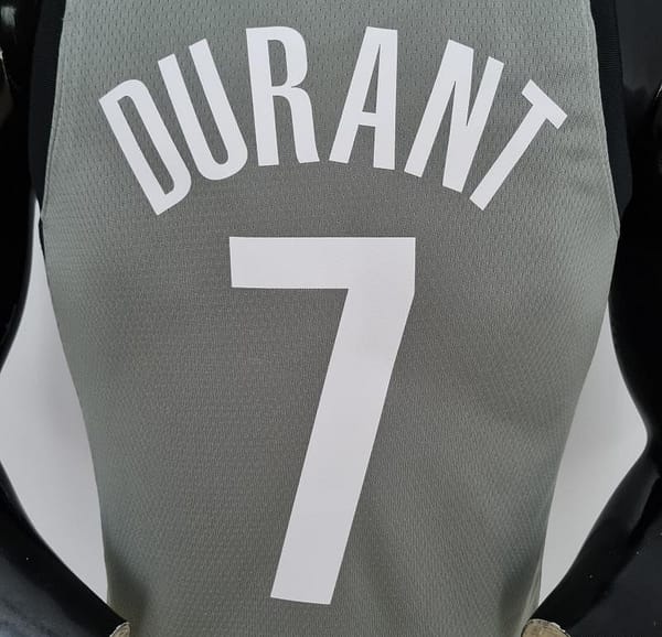 75th Anniversary Durant #7 Brooklyn Nets City Edition Gray NBA Jersey - Image 3
