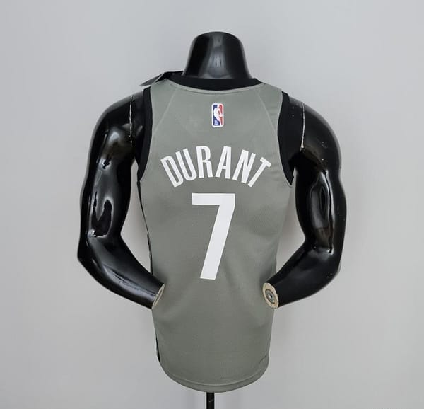 75th Anniversary Durant #7 Brooklyn Nets City Edition Gray NBA Jersey - Image 4