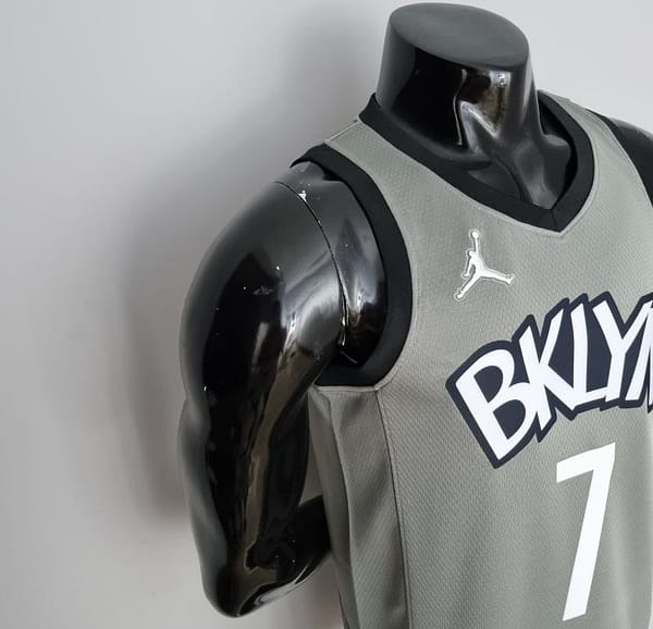 75th Anniversary Durant #7 Brooklyn Nets City Edition Gray NBA Jersey - Image 5