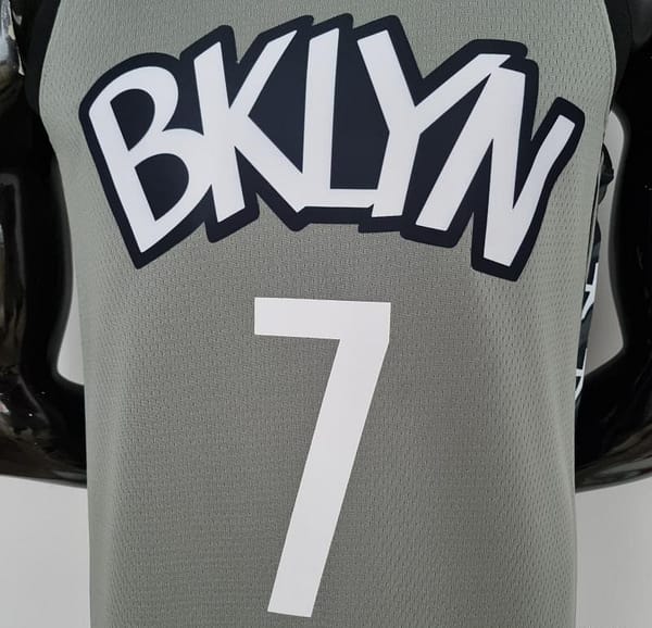 75th Anniversary Durant #7 Brooklyn Nets City Edition Gray NBA Jersey - Image 8