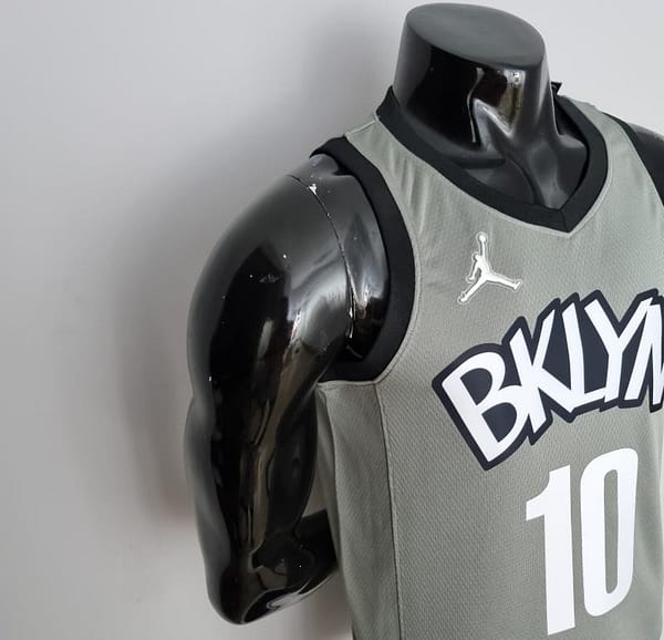 75th Anniversary Simmons #10 Brooklyn Nets City Edition Gray NBA Jersey - Image 4