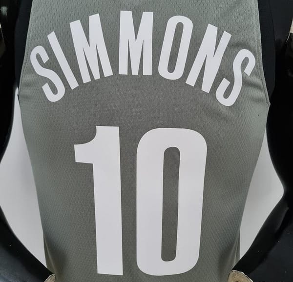 75th Anniversary Simmons #10 Brooklyn Nets City Edition Gray NBA Jersey - Image 8