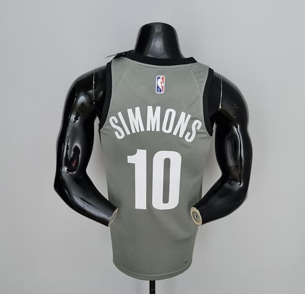 75th Anniversary Simmons #10 Brooklyn Nets City Edition Gray NBA Jersey - Image 9