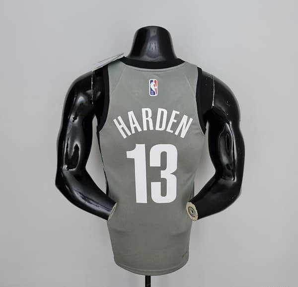75th Anniversary Harden #13 Brooklyn Nets City Edition Gray NBA Jersey - Image 4