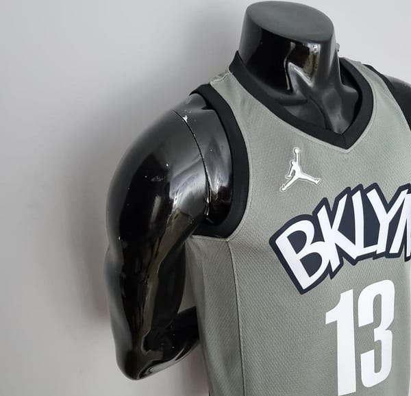 75th Anniversary Harden #13 Brooklyn Nets City Edition Gray NBA Jersey - Image 5
