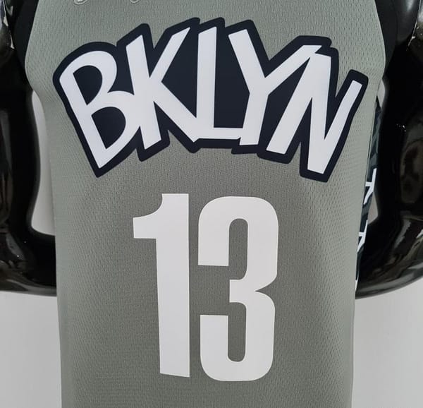 75th Anniversary Harden #13 Brooklyn Nets City Edition Gray NBA Jersey - Image 8