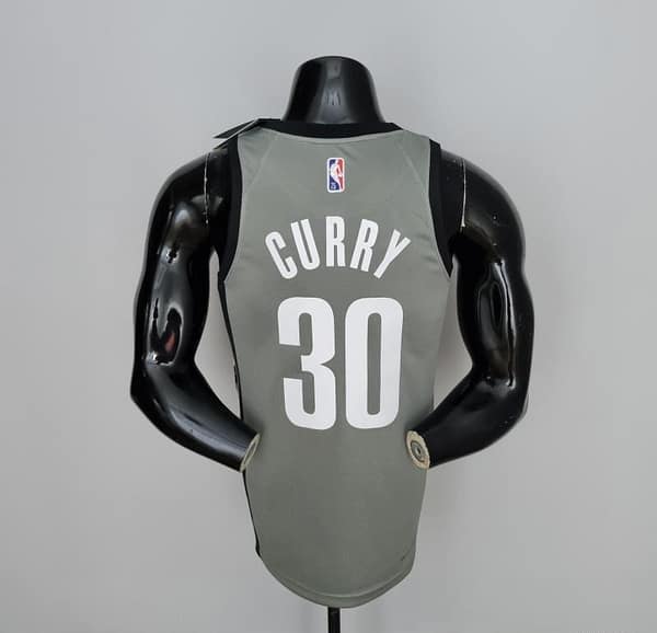 75th Anniversary Curry #30 Brooklyn Nets City Edition Gray NBA Jersey - Image 3
