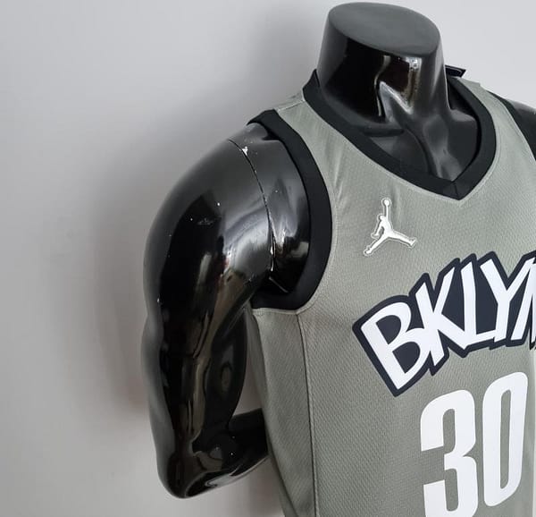 75th Anniversary Curry #30 Brooklyn Nets City Edition Gray NBA Jersey - Image 6