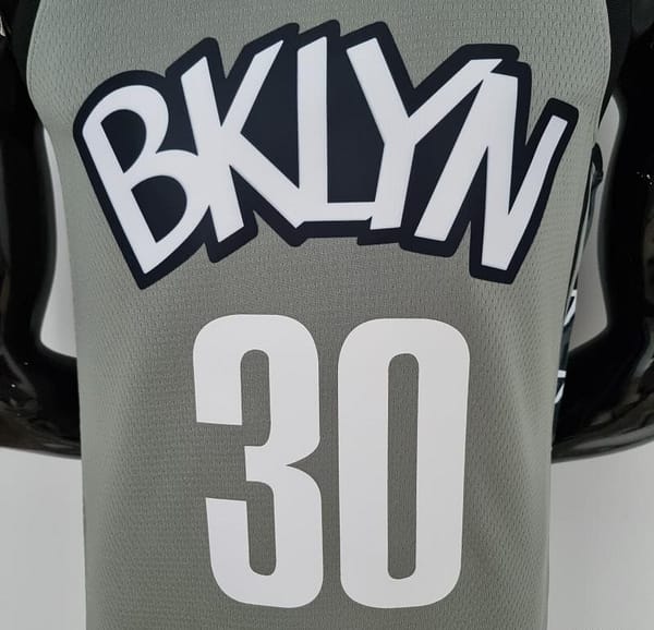 75th Anniversary Curry #30 Brooklyn Nets City Edition Gray NBA Jersey - Image 9