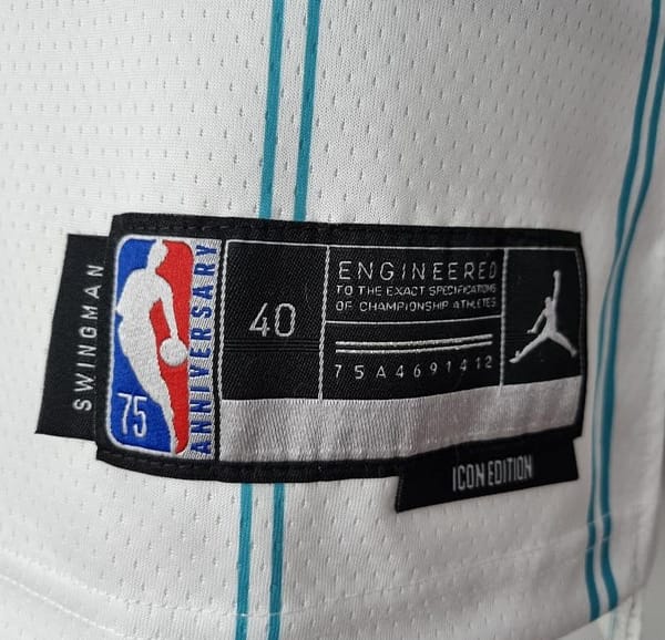 75th Anniversary BALL #1 Charlotte Hornets White NBA Jersey - Image 2