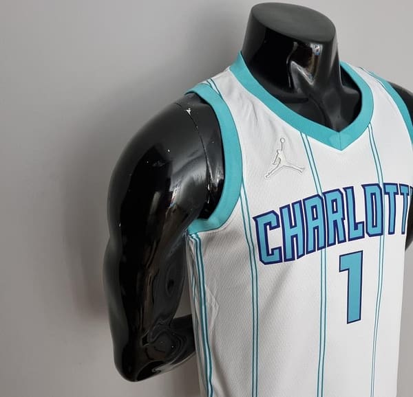 75th Anniversary BALL #1 Charlotte Hornets White NBA Jersey - Image 3