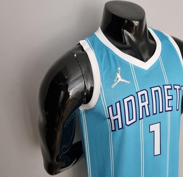 75th Anniversary Ball #1 Charlotte Hornets Blue NBA Jersey - Image 5