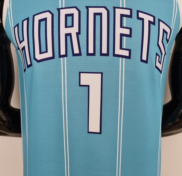 75th Anniversary Ball #1 Charlotte Hornets Blue NBA Jersey - Image 8