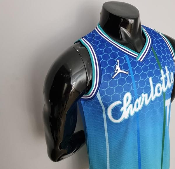 2022 BALL#1 Charlotte Hornets City Edition Blue NBA Jersey - Image 5