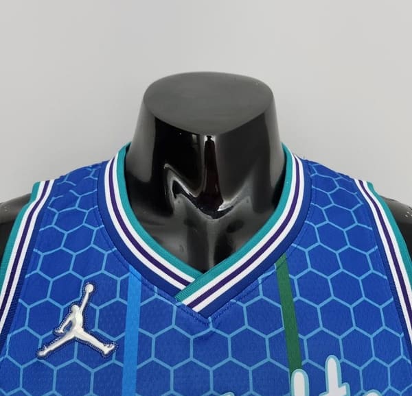 2022 BALL#1 Charlotte Hornets City Edition Blue NBA Jersey - Image 7