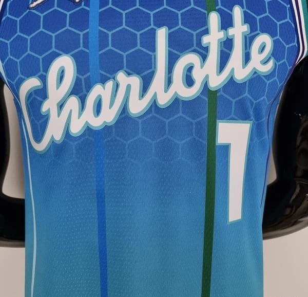 2022 BALL#1 Charlotte Hornets City Edition Blue NBA Jersey - Image 8