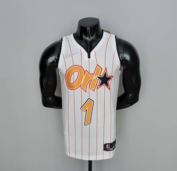 75th Anniversary Orlando Magic McGrady #1 White And Orange NBA Jersey