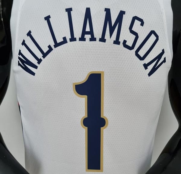 75th Anniversary New Orleans Pelicans Williamson#1 White NBA Jersey - Image 3