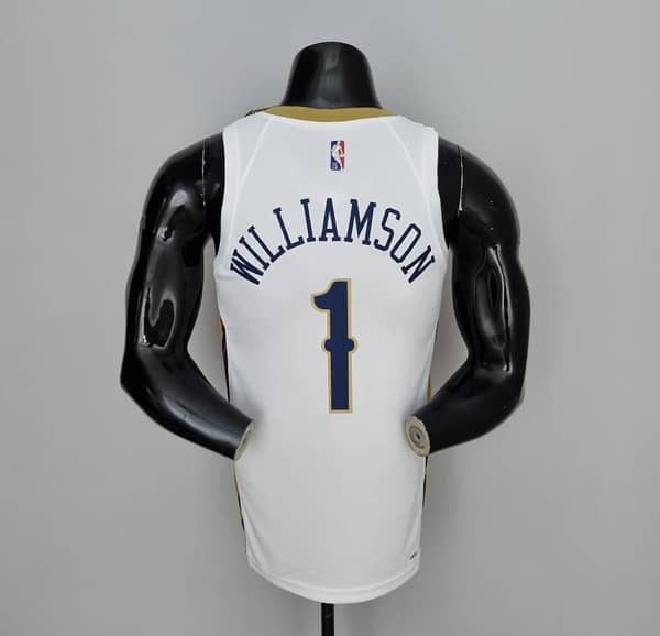 75th Anniversary New Orleans Pelicans Williamson#1 White NBA Jersey - Image 4