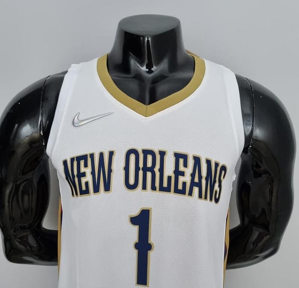 75th Anniversary New Orleans Pelicans Williamson#1 White NBA Jersey - Image 9