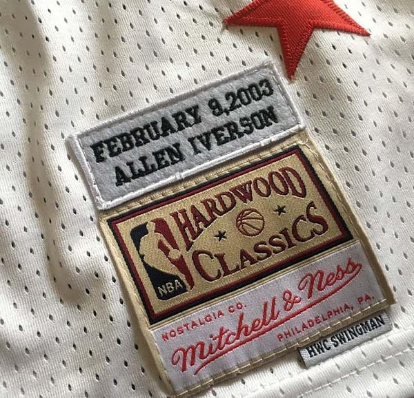 Men's Allen Iverson White Retro Classic Team Jersey - Image 7