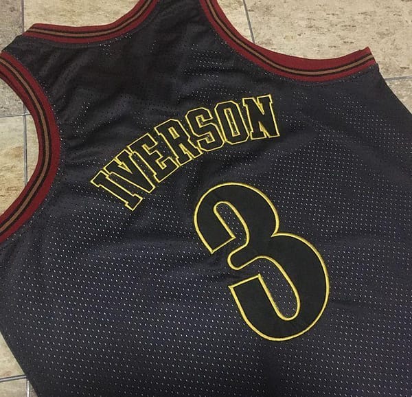Men's Allen Iverson Black Retro Classic Team Jersey - Image 7